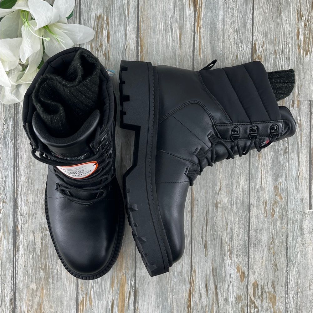 Women's Lace Up Combat Boots Black Winter Shoes Size 10